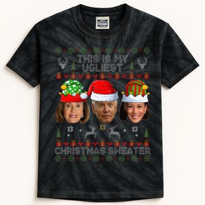 Santa Joe Biden This Is My Ugliest Christmas Sweater Ugly Kids Tie-Dye T-Shirt