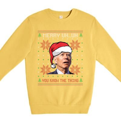 Santa Joe Biden Merry Uh Uh Christmas Ugly Pajama Xmas Gift Premium Crewneck Sweatshirt