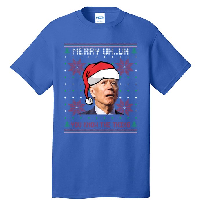 Santa Joe Biden Merry Uh Uh Christmas Ugly Pajama Xmas Gift Tall T-Shirt