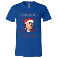 Santa Joe Biden Merry Uh Uh Christmas Ugly Pajama Xmas Gift V-Neck T-Shirt