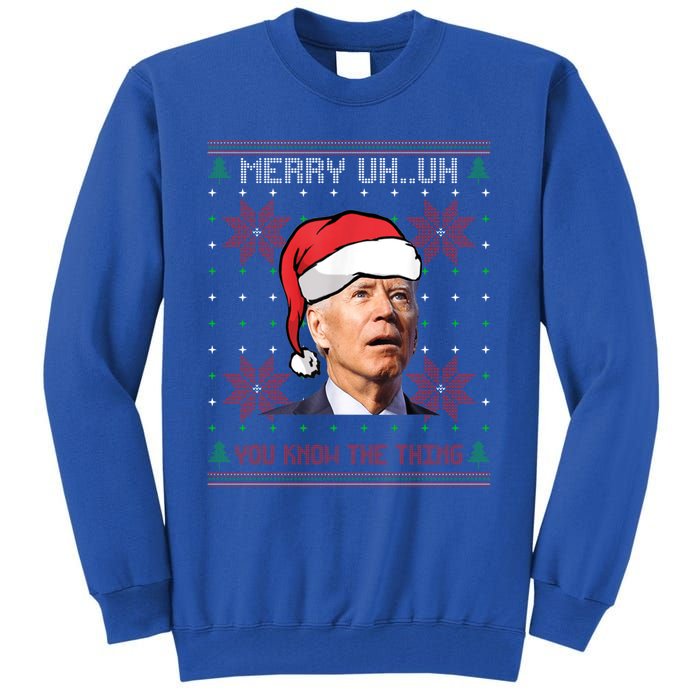 Santa Joe Biden Merry Uh Uh Christmas Ugly Pajama Xmas Gift Tall Sweatshirt