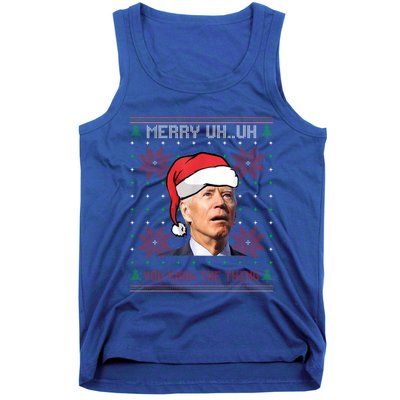 Santa Joe Biden Merry Uh Uh Christmas Ugly Pajama Xmas Gift Tank Top