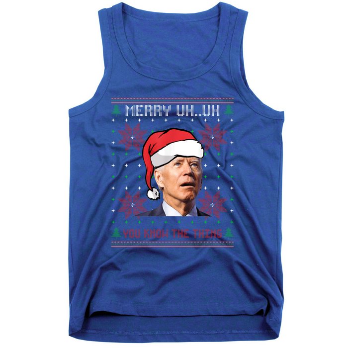 Santa Joe Biden Merry Uh Uh Christmas Ugly Pajama Xmas Gift Tank Top