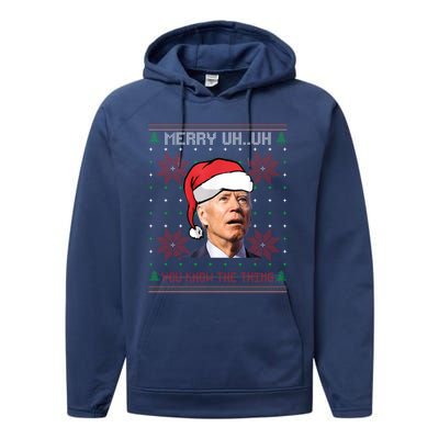 Santa Joe Biden Merry Uh Uh Christmas Ugly Pajama Xmas Gift Performance Fleece Hoodie