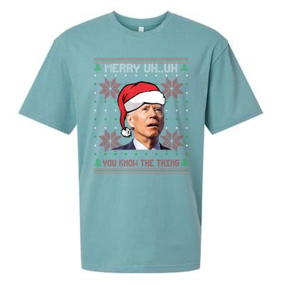 Santa Joe Biden Merry Uh Uh Christmas Ugly Pajama Xmas Gift Sueded Cloud Jersey T-Shirt