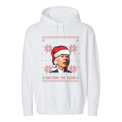 Santa Joe Biden Merry Uh Uh Christmas Ugly Pajama Xmas Gift Garment-Dyed Fleece Hoodie