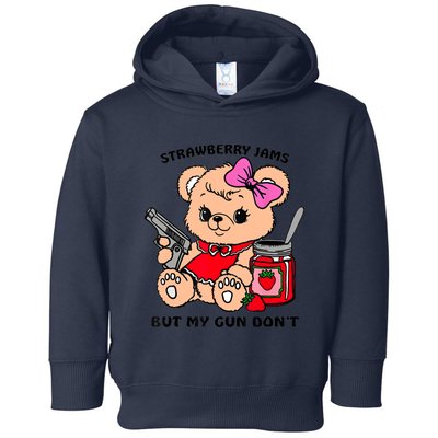 Strawberry Jams But My Gun DonT Funny Teddy Bear Meme Toddler Hoodie