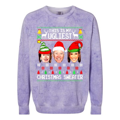 Santa Joe Biden This Is My Ugliest Christmas Sweater Ugly Colorblast Crewneck Sweatshirt