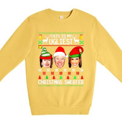 Santa Joe Biden This Is My Ugliest Christmas Sweater Ugly Premium Crewneck Sweatshirt