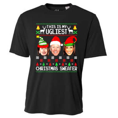 Santa Joe Biden This Is My Ugliest Christmas Sweater Ugly Cooling Performance Crew T-Shirt