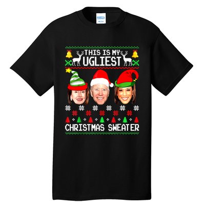 Santa Joe Biden This Is My Ugliest Christmas Sweater Ugly Tall T-Shirt