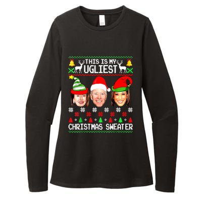 Santa Joe Biden This Is My Ugliest Christmas Sweater Ugly Womens CVC Long Sleeve Shirt