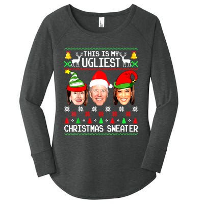 Santa Joe Biden This Is My Ugliest Christmas Sweater Ugly Women's Perfect Tri Tunic Long Sleeve Shirt