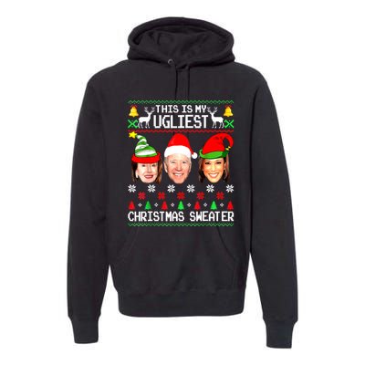 Santa Joe Biden This Is My Ugliest Christmas Sweater Ugly Premium Hoodie