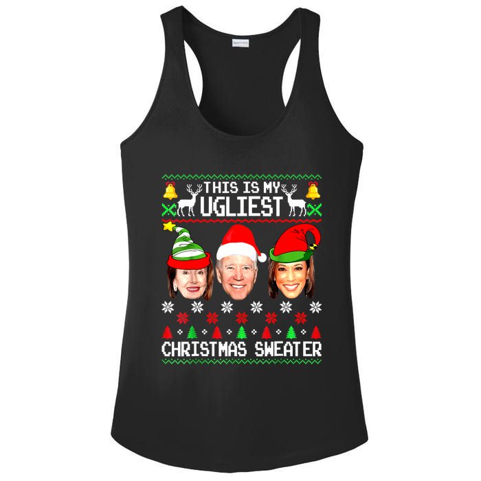 Santa Joe Biden This Is My Ugliest Christmas Sweater Ugly Ladies PosiCharge Competitor Racerback Tank