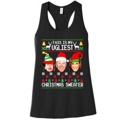 Santa Joe Biden This Is My Ugliest Christmas Sweater Ugly Women's Racerback Tank