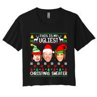 Santa Joe Biden This Is My Ugliest Christmas Sweater Ugly Women's Crop Top Tee