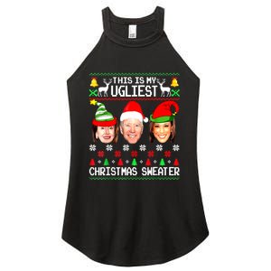 Santa Joe Biden This Is My Ugliest Christmas Sweater Ugly Women's Perfect Tri Rocker Tank