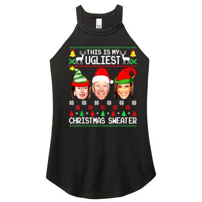 Santa Joe Biden This Is My Ugliest Christmas Sweater Ugly Women's Perfect Tri Rocker Tank