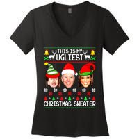 Santa Joe Biden This Is My Ugliest Christmas Sweater Ugly Women's V-Neck T-Shirt