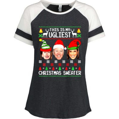 Santa Joe Biden This Is My Ugliest Christmas Sweater Ugly Enza Ladies Jersey Colorblock Tee