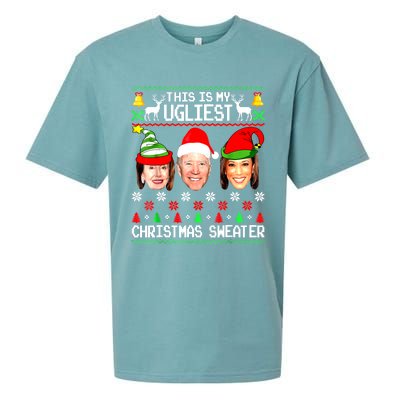 Santa Joe Biden This Is My Ugliest Christmas Sweater Ugly Sueded Cloud Jersey T-Shirt