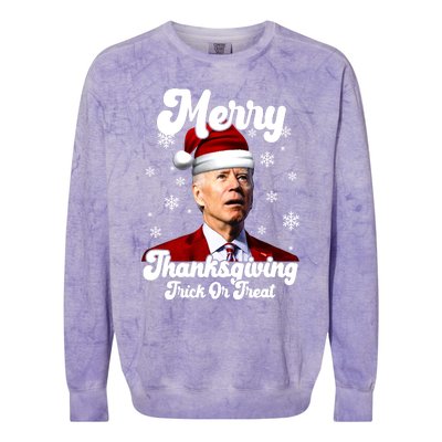 Santa Joe Biden Christmas Merry Thanksgiving Trick Or Treat Colorblast Crewneck Sweatshirt