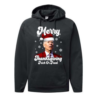 Santa Joe Biden Christmas Merry Thanksgiving Trick Or Treat Performance Fleece Hoodie