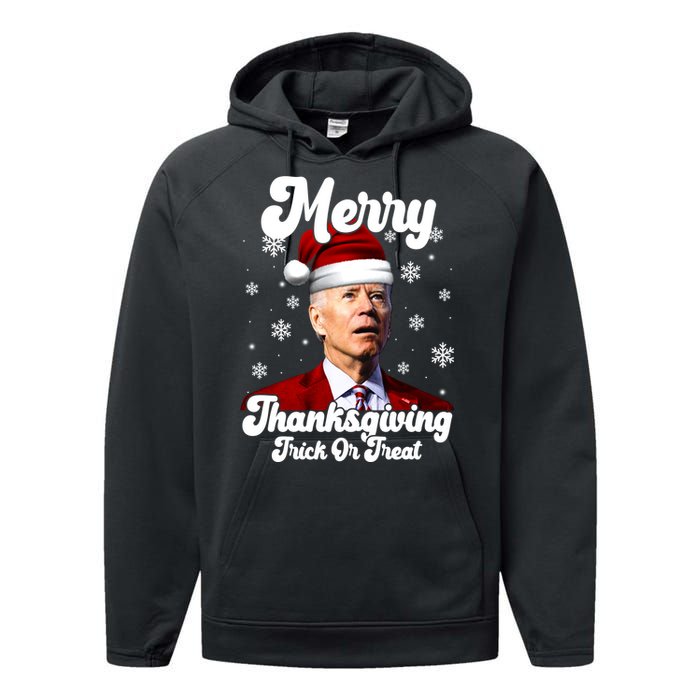 Santa Joe Biden Christmas Merry Thanksgiving Trick Or Treat Performance Fleece Hoodie