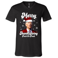 Santa Joe Biden Christmas Merry Thanksgiving Trick Or Treat V-Neck T-Shirt