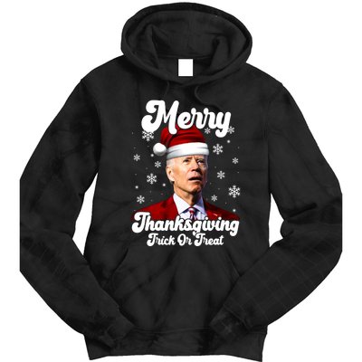 Santa Joe Biden Christmas Merry Thanksgiving Trick Or Treat Tie Dye Hoodie