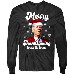 Santa Joe Biden Christmas Merry Thanksgiving Trick Or Treat Tie-Dye Long Sleeve Shirt