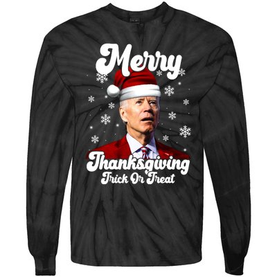 Santa Joe Biden Christmas Merry Thanksgiving Trick Or Treat Tie-Dye Long Sleeve Shirt