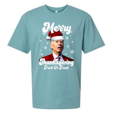 Santa Joe Biden Christmas Merry Thanksgiving Trick Or Treat Sueded Cloud Jersey T-Shirt