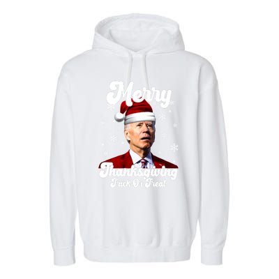 Santa Joe Biden Christmas Merry Thanksgiving Trick Or Treat Garment-Dyed Fleece Hoodie