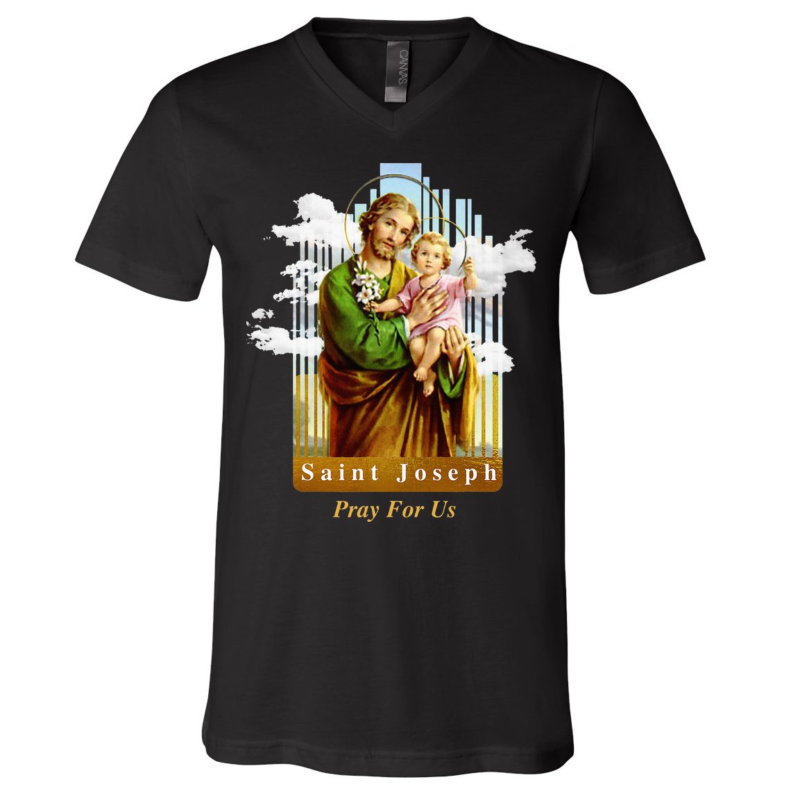 Saint Joseph Catholic Church St. Joseph With Infant Jesus V-Neck T-Shirt