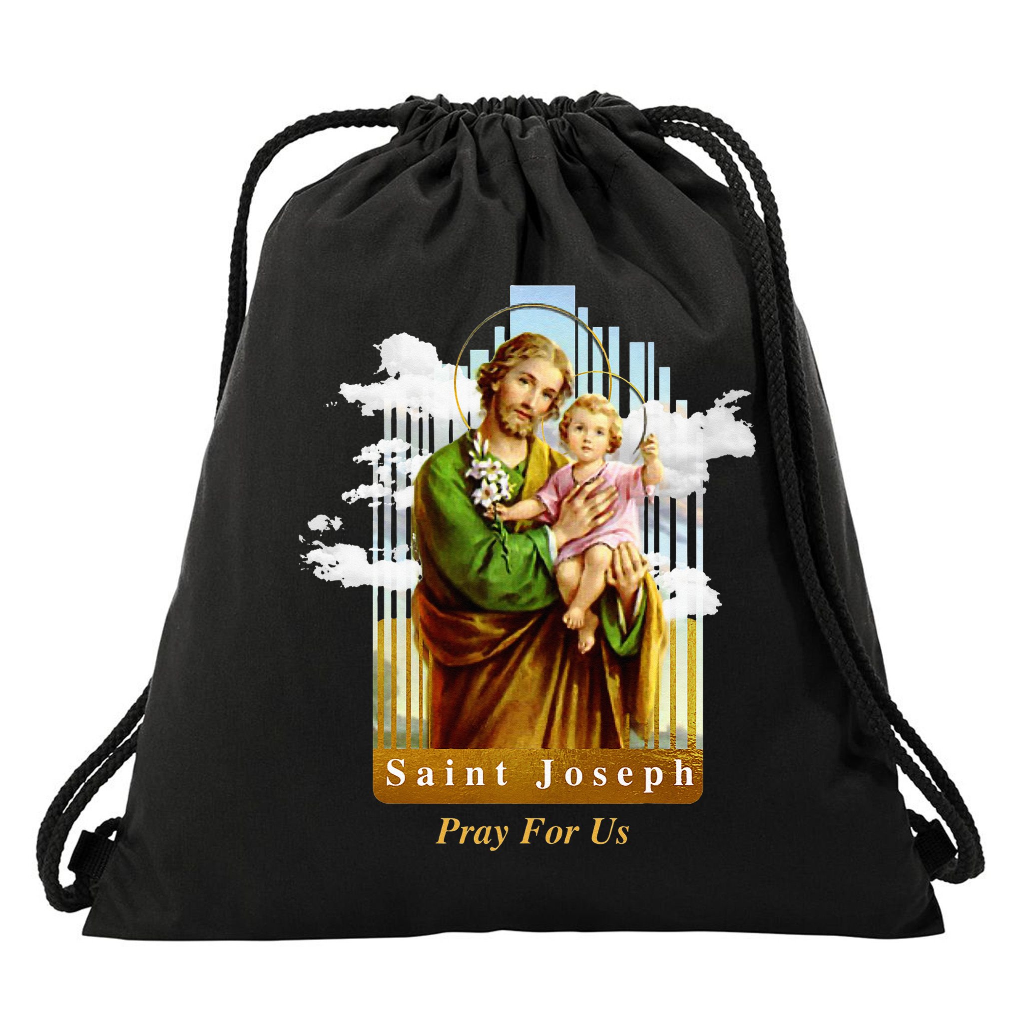 Saint Joseph Catholic Church St. Joseph With Infant Jesus Drawstring Bag