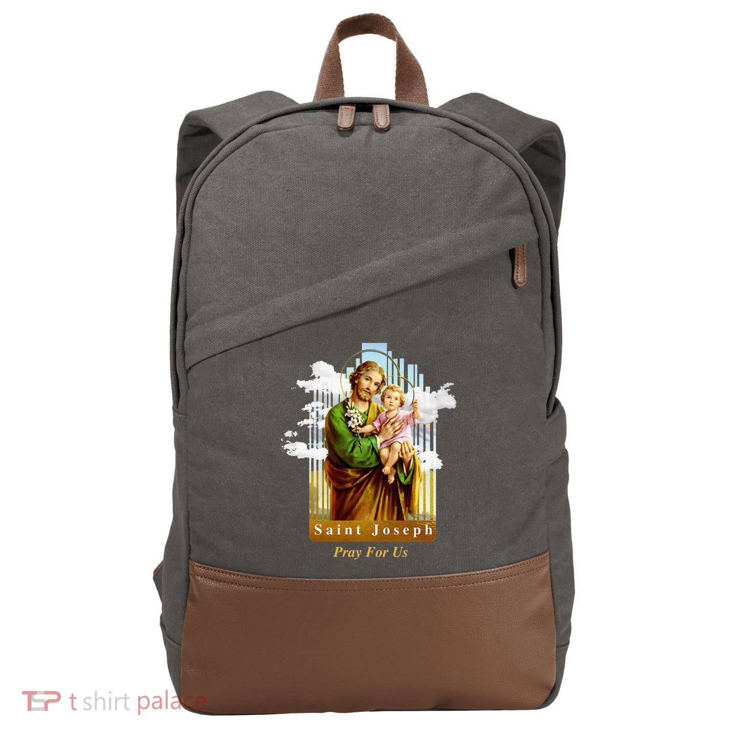 Saint Joseph Catholic Church St. Joseph With Infant Jesus Cotton Canvas Backpack
