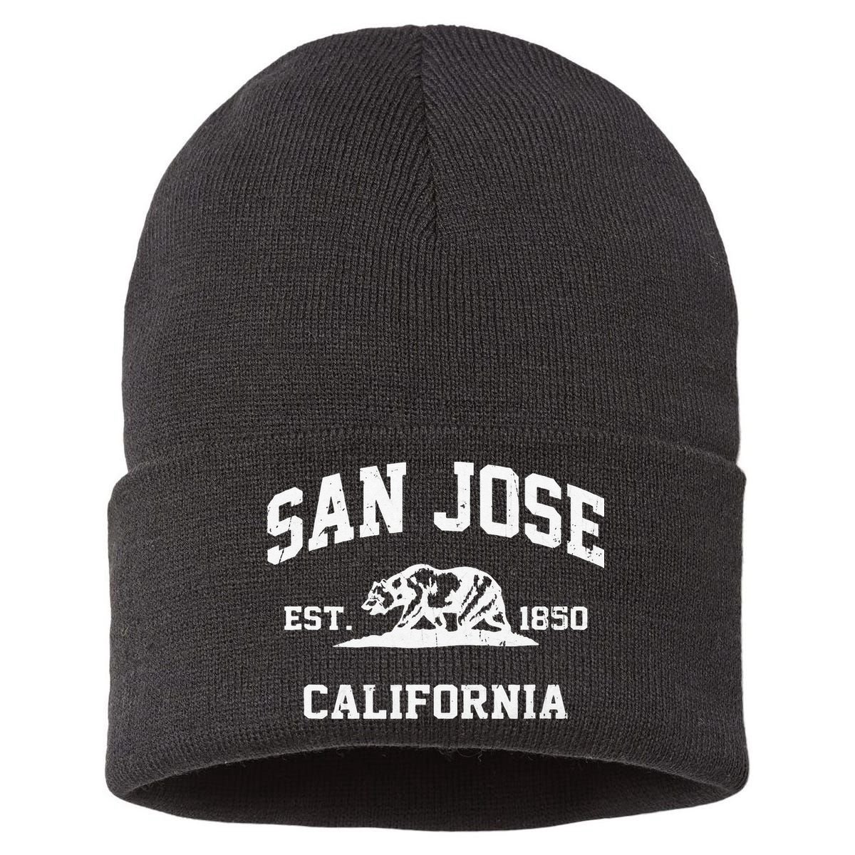 San Jose California CA Vintage State Athletic Style Sustainable Knit Beanie