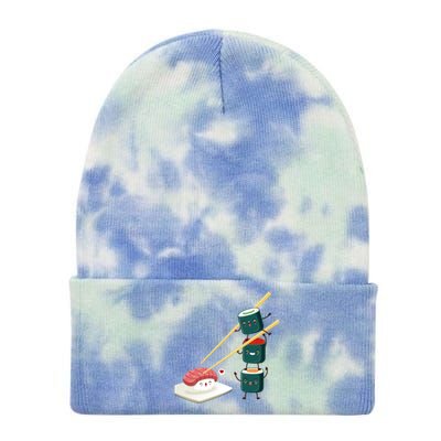 Sushi Japanese Cuisine, Sushi Emoji Tie Dye 12in Knit Beanie