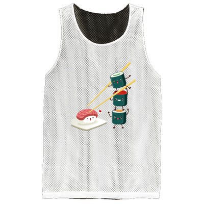 Sushi Japanese Cuisine, Sushi Emoji Mesh Reversible Basketball Jersey Tank