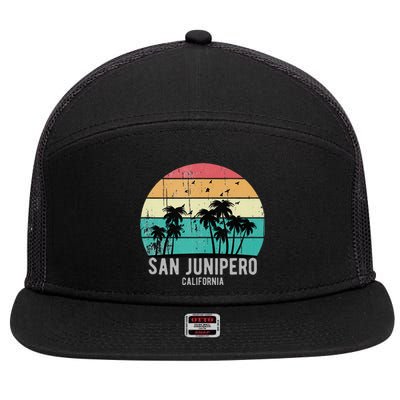 San Junipero California Beach Retro Vacation Souvenir 7 Panel Mesh Trucker Snapback Hat