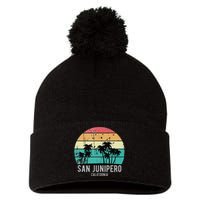 San Junipero California Beach Retro Vacation Souvenir Pom Pom 12in Knit Beanie