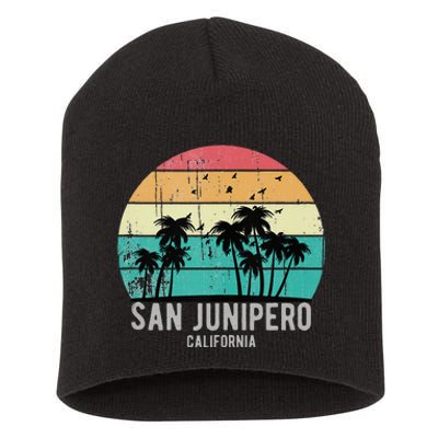 San Junipero California Beach Retro Vacation Souvenir Short Acrylic Beanie