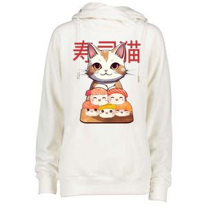 Sushi Japanese Cat Cute Gift Womens Funnel Neck Pullover Hood