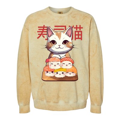 Sushi Japanese Cat Cute Gift Colorblast Crewneck Sweatshirt