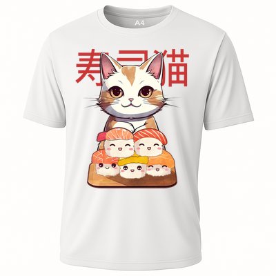 Sushi Japanese Cat Cute Gift Cooling Performance Crew T-Shirt