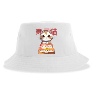 Sushi Japanese Cat Cute Gift Sustainable Bucket Hat