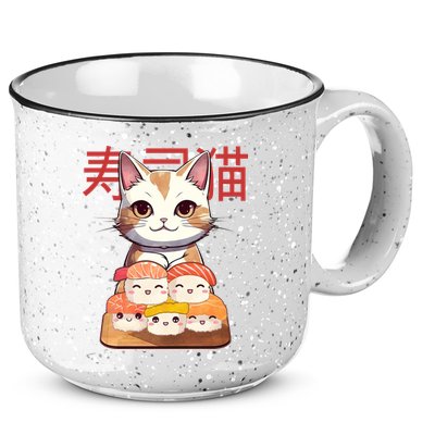 Sushi Japanese Cat Cute Gift 15oz Campfire Ceramic Mug