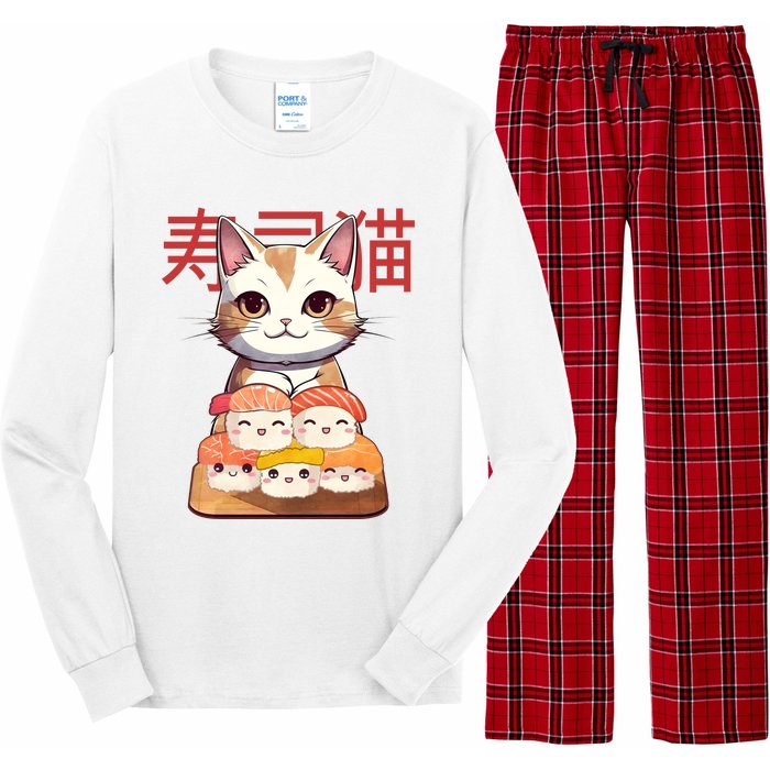 Sushi Japanese Cat Cute Gift Long Sleeve Pajama Set